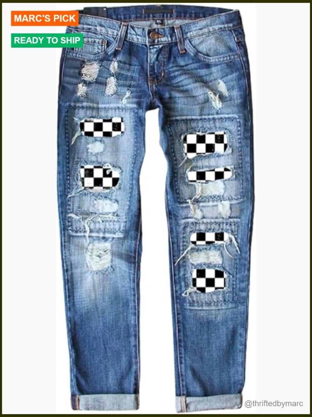 Ripped Boyfriend Jeans High Rise Boot Cut Distressed Denim Pants